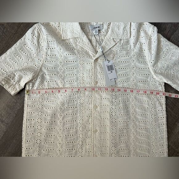 Jason Wu Cream Eyelet Button-Down Shirt Size Medium - Picture 7 of 8